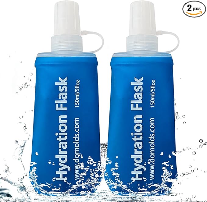 150ML Soft Flask, Running Water Bottle Foldable TPU Hydration Flask for Running Hydration Pack Cycling Hiking Marathon, Pack of 2
