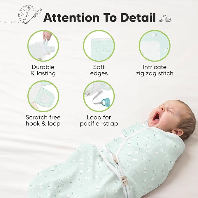 3-Pack Organic Baby Swaddle Sleep Sacks - Newborn Swaddle Sack, Ergonomic Baby Swaddles 0-3 Months, Swaddles for Newborns, Baby Sleep Sack, Baby Swaddle Blanket Wrap, Baby Essentials (Garden)