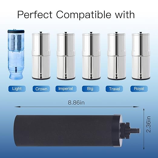 7.5" Black Carbon Filter, Replacement for Berkey® BB9®-2 Black Filters, ProOne® G2.0 Filters, Berkey® Gravity Water Filter System and Waterdrop® King Tank Series(Pack of 2)