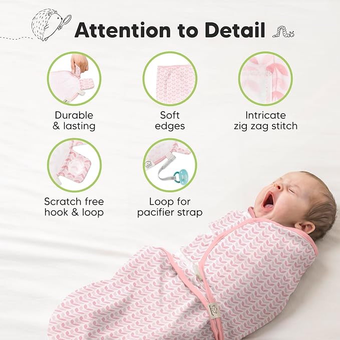 3-Pack Organic Baby Swaddle Sleep Sacks - Newborn Swaddle Sack, Ergonomic Baby Swaddles 0-3 Months, Swaddles for Newborns, Baby Sleep Sack, Baby Swaddle Blanket Wrap,Baby Essentials(Blossom)