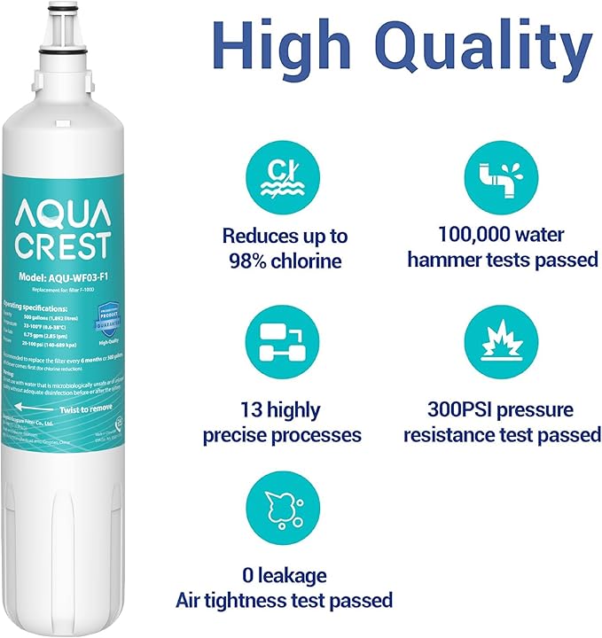 AQUACREST F-1000, 4204490 Water Filter, Replacement for F-1000, Sub-Zero 4204490, 4290510,F-3000 and AquaPure AP Easy C-Complete, Subzero Water Filter 4204490, F-1000S & F-2000S & F-3000S
