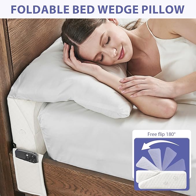 Bed Wedge Pillow for Headboard - Wedge Pillow Headboard King(76"x10"x6") - Foldable Bed Gap Filler/Headboard Pillow/Mattress Wedge - Fill Gap (0-8") Between Headboard and Mattress - Cream