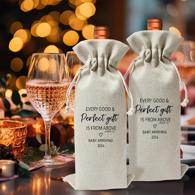 Baby Announcement Wine Gift Bag for New Grandpa Grandma Uncle Aunt 2024, Religious Pregnancy Announcement 2024, New Dad Mom Gift 2024, Gender Neutral Baby Announcement, Baby Shower or Party Decor