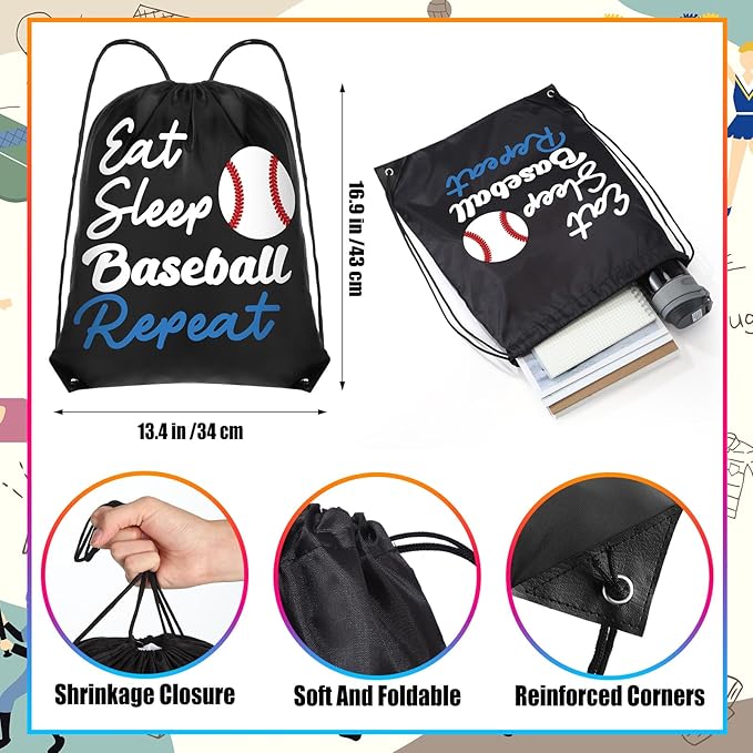 4 Pcs Baseball Gift Set Baseball Drawstring Bag Baseball Stuff, Silicone Water Bottle, Quick Dry Towel, Socks for Training Sports Accessories