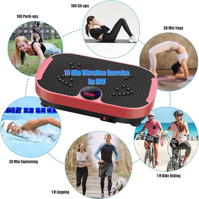 AXV Vibration Plate Exercise Machine Whole Body Workout Vibrate Fitness Platform Lymphatic Drainage Machine for Weight Loss Shaping Toning Wellness Home Gyms Workout