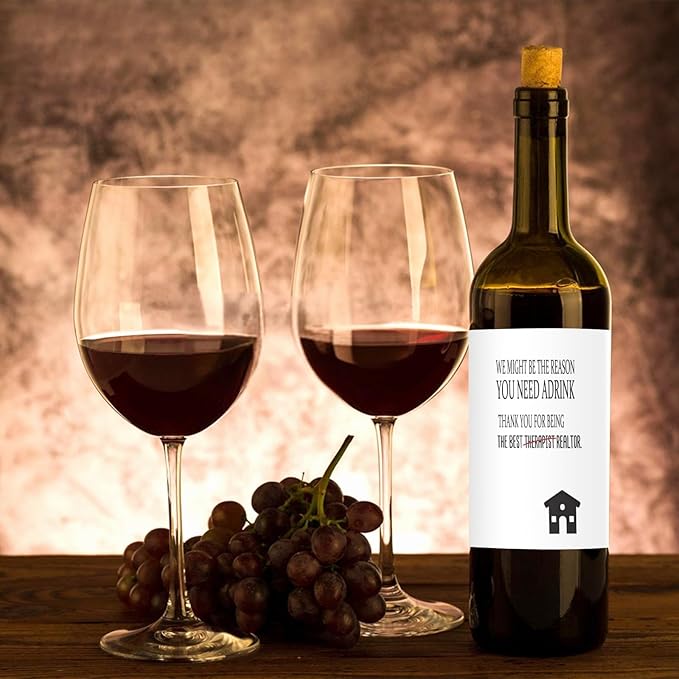24 Pcs Realtor Wine Labels Real Estate Agent Wine Bottle Stickers Thank You Gifts Wine Labels for Bottles Gifts for Realtor Women Men