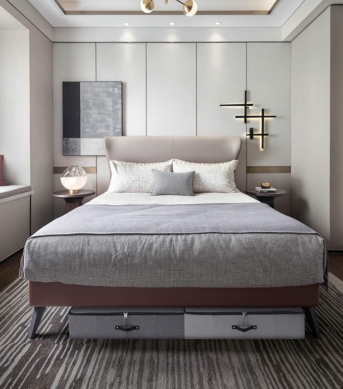 2PCS Foldable Under Bed Storage Container with Plastic Support Liner, Handles, Zipper lid, Sweater Pillow Blankets ClothesStorage Organizer for Bedroom and Closet, 29×15×7inch, Dark Grey