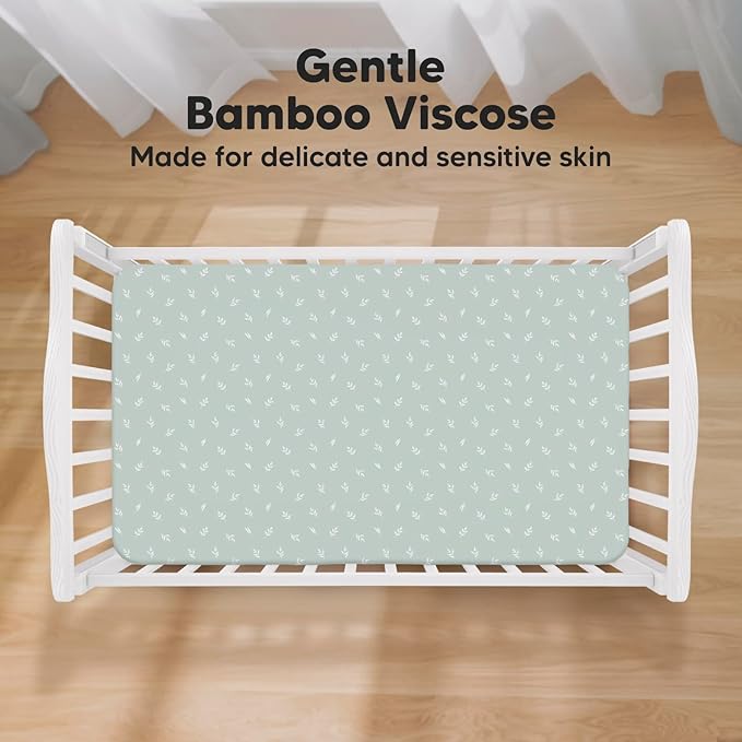 2-Pack Crib Sheets for Boys,Girls - Viscose Derived from Bamboo Fitted Crib Sheet, Organic Baby Crib Sheets, Crib Mattress Sheet,Toddler Bed Sheets, Baby Sheets for Crib Fitted Sheets (Prairie)