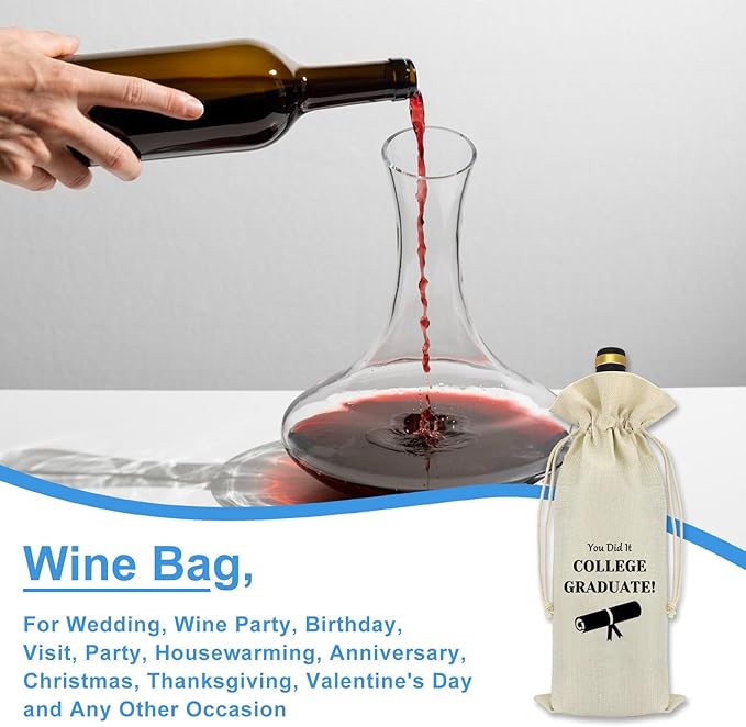 2024 Graduation Gifts Graduation Keepsake Wine Bag Graduation Gifts for Her Him Graduation Gifts for Senior College Graduation Gifts for Nephew Niece Brother Sister Son Daughter Wine Bottle Bags