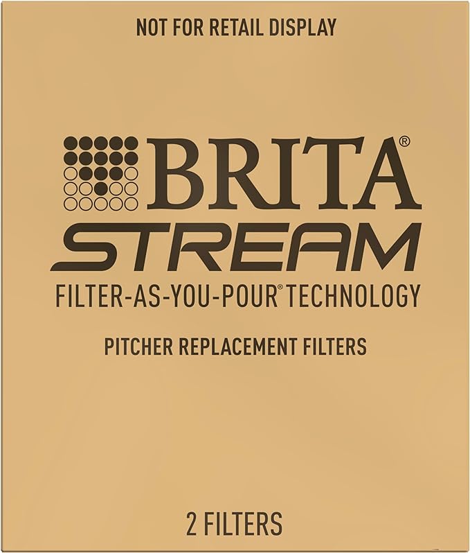 Brita Stream Pitcher Water Filter for Pitchers and Dispensers, BPA-Free, Replaces 1,800 Plastic Water Bottles a Year, Lasts Two Months or 40 Gallons, Includes 2 Filters