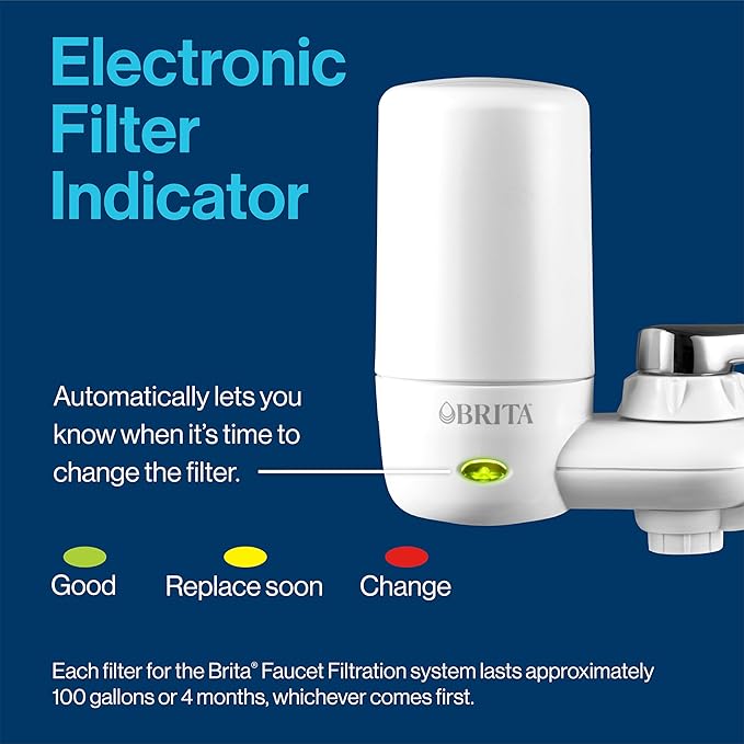 Brita Faucet Mount System Replacement Filter, Reduces 99% of Lead, Made Without BPA, Chrome, 3 Count
