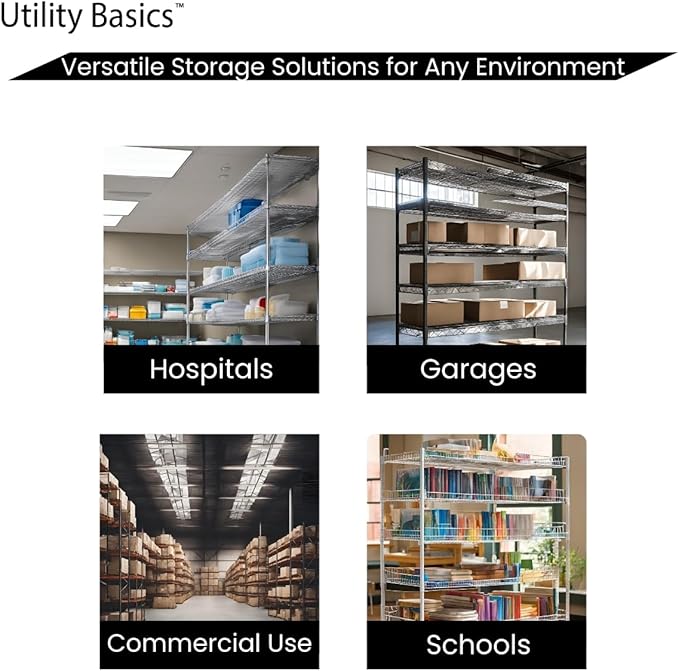 60"x24"x72" Black 5-Tier Premium Metal Wire Shelving NSF 4000 LBS MAX Capacity Heavy Duty Steel Storage Rack for Warehouse, Garage, Hospital, Commercial Space & School w/Premium Wheels