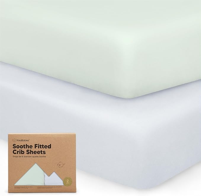 2-Pack Organic Crib Sheets for Boys, Girls - Jersey Fitted Crib Sheet, Baby Crib Sheets Neutral, Crib Mattress Sheet, Cotton Crib Sheets, Breathable Crib Sheet, Baby Mattress Sheets (Cove)