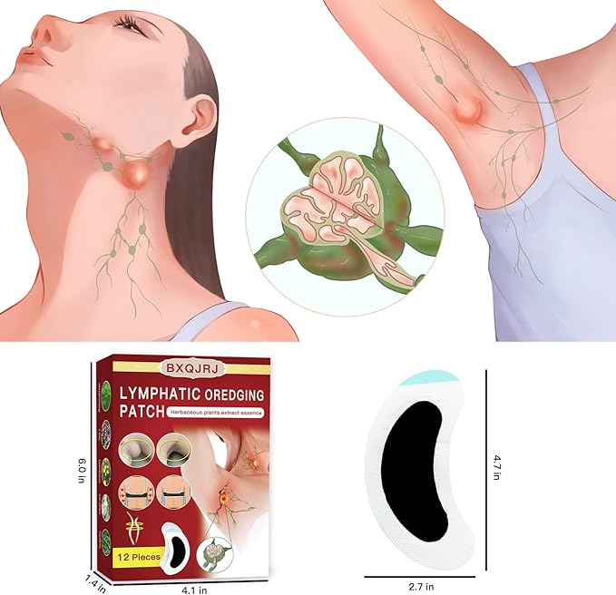 BXQJRJLymphatic Drainage Patch Lymphatic Drainage Herbal Lymphatic Drainage Care Patch Herbal Neck Patch (12)