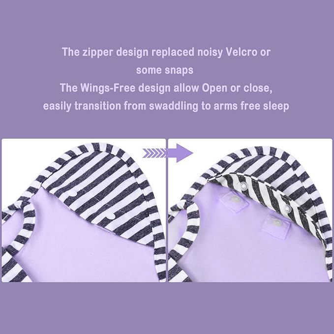 Baby Blanket Sack with Arms Free Design,Transition to Arms Free Wearable for Newborn Girl and Boy, Small 0-3Months, Purple Color