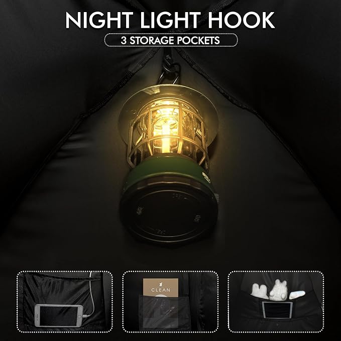 Bed Tent Bed Canopy Portable Full Size Dream Tents 4 Doors 4 Mesh 80% Blackout - Indoor Breathable Sleeping Tents Privacy Space Tents for Adult with String Light