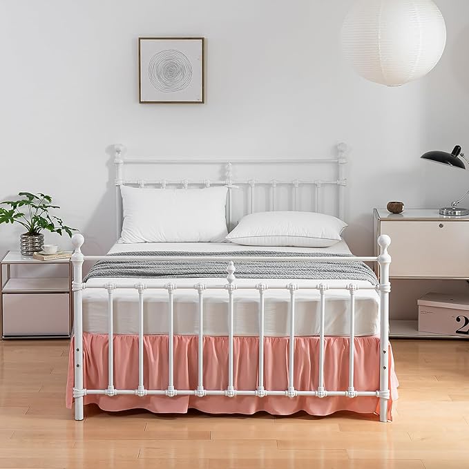 Bed Skirt King Size Ruffled Bed Skirt with Split Corners,12 Inch Drop Dust Ruffle Bed Skirt with Platform, King-12 Inch, Blush