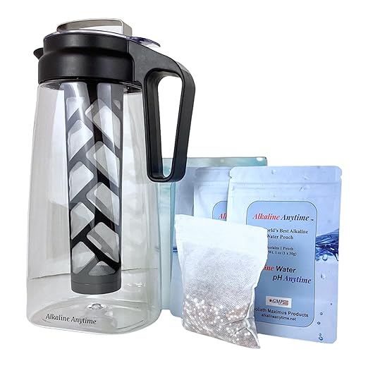 Alkaline Water Filter Pitcher with Infuser, Tritan Pitcher with Lid 2L | 9.5 pH Alkaline Filters | Tea Pitcher | Tritan BPA Free Ice Coffee Maker | Infuser Pitcher (100g Filter)