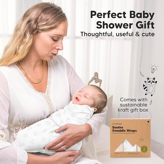 3-Pack Organic Baby Swaddle Sleep Sacks - Newborn Swaddle Sack, Ergonomic Baby Swaddles 0-3 Months, Swaddles for Newborns, Baby Sleep Sack,Baby Swaddle Blanket Wrap,Baby Essentials (ABC Land Rose)