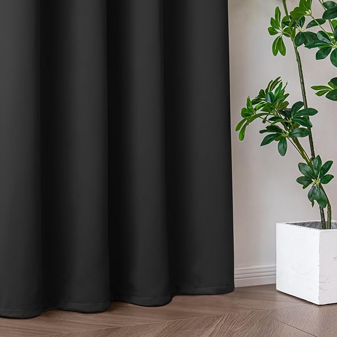 Blackout Curtains 84 Inch Length for Bedroom, Thermal Insulated Blackout Curtains 2 Panels Set, Solid Grommet Privacy Room Darkening Drapes for Living Room Windows(W52 x L84, Dark Grey)
