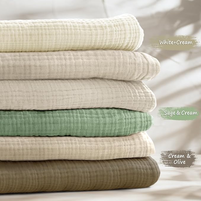 Baby Muslin Crib Sheets - Toddler Cotton Fitted Crib Sheets Neutral for Boys and Girls 2Pack