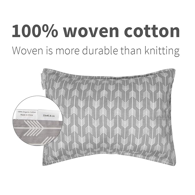 ALVABABY Toddler Pillowcases, Fits 13 x 18,12x 16 Kids Pillow, 2 Pack Cotton Baby Children Sleep Pillow Cover Envelope Travel Pillow Cases for Boys Girls, Arrows Dinosaurs, 2TPW10