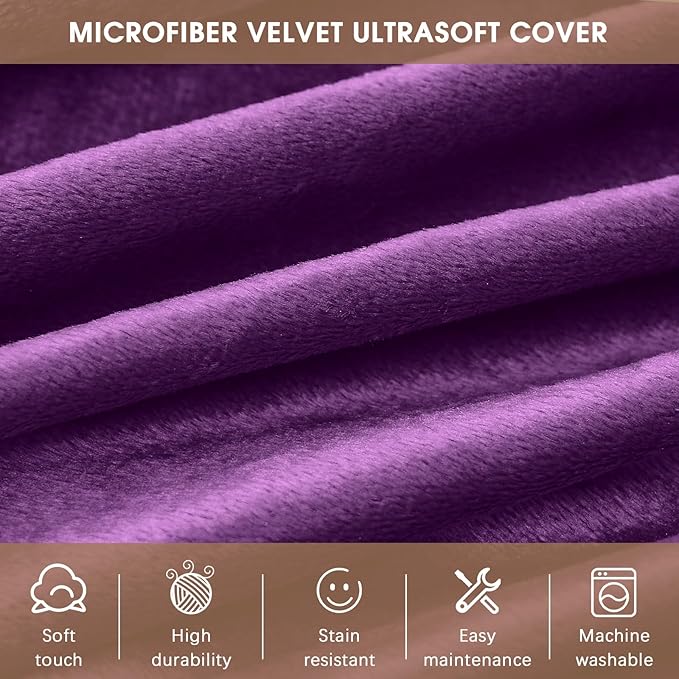 Bean Bag Chairs for Adults - Memory Foam Furniture BeanBag Chair - Kids/Teens Sofa with Soft Micro Fiber Cover - Round Fluffy Couch for Living Room Bedroom College Dorm - 3 ft, Purple