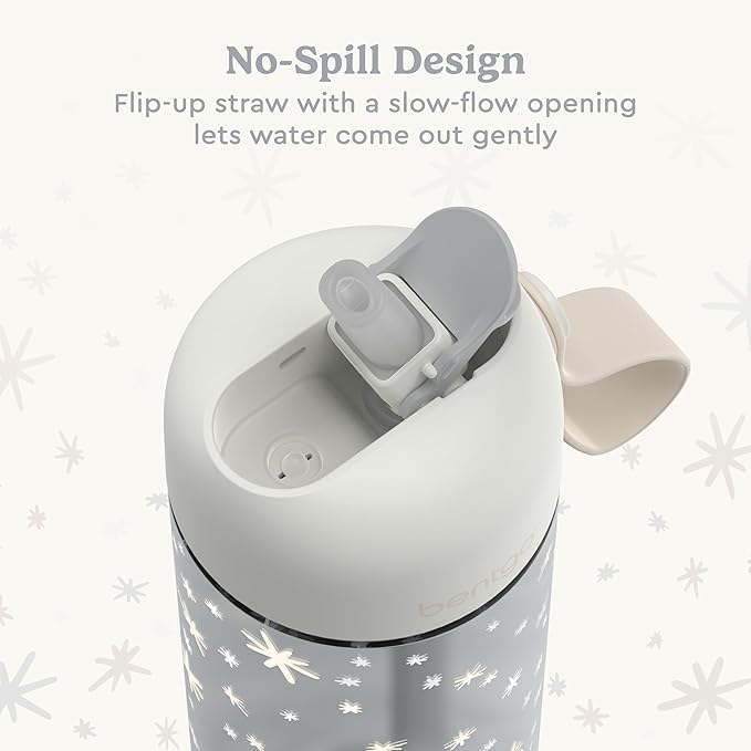 Bentgo Kids Water Bottle (Whimsy & Wonder Collection) - Leak-Proof Durable Tritan 15 oz. Cup for Kids/Toddlers 3+; Flip-Up Safe-Sip Straw for School, Sports, Daycare, Camp & More (Starry Sprinkle)