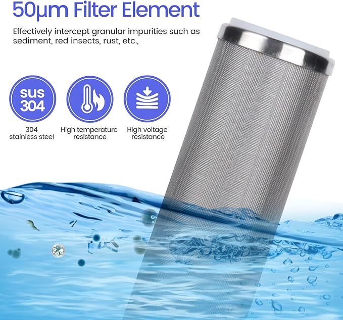 Amwater Stainless Steel Re-Cleanable Wire Mesh Filter Cartridge 20 "Length,2.5 "OD(50 Micron)