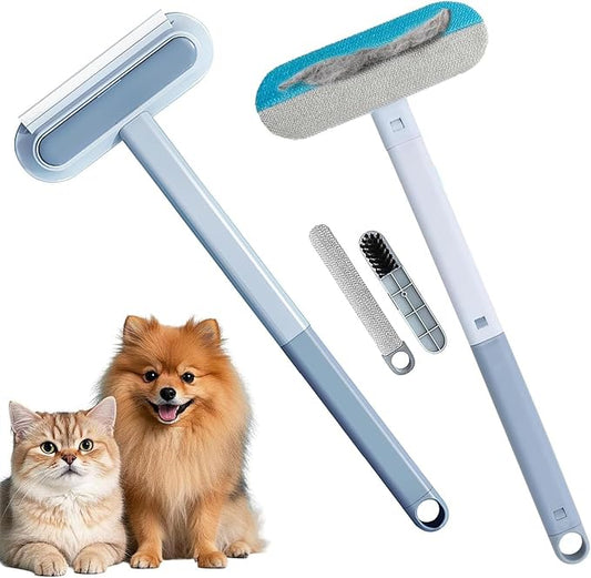 1 PCS Pet Hair Remover for Furniture,4 in 1 Reusable Lint Brush with 17-Inch Handle, Washable Tool for Dog and Cat Hair on Couches, Carpets, Clothes, Bedding, and Cars