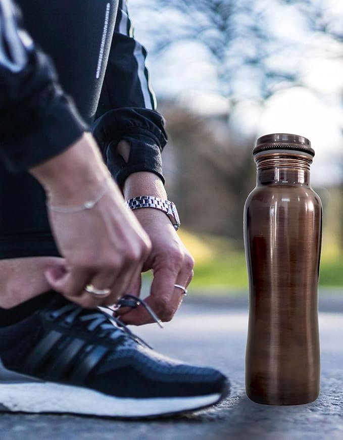 Ayurvedic Drinking Copper Water Bottle for Sports, Travel, Yoga & Everyday Use, Water Bottle for Gym, Office, Hiking, Outdoor Capacity 32 Oz (Design 10, 32 Oz)