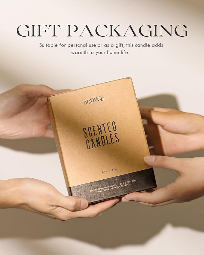 AOOVOO Fresh Coffee Candle - Large Scented Soy Wax Aromatherapy Candle, 22oz