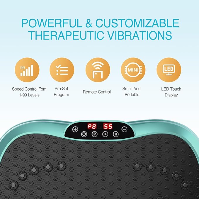 AXV Vibration Plate Exercise Machine Whole Body Workout Portable Mini Vibrate Fitness Platform Lymphatic Drainage Machine for Weight Loss Shaping Toning Wellness Home Gyms Workout (Mini)