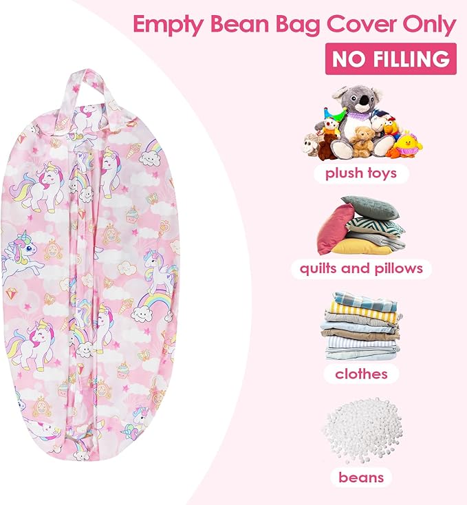 Bean Bag Chair for Kids Stuffed Animal Storage Beanbag Chairs,Toddler Toy Storage Organizer for Girls and Boys,Large 32'' Cover Only（No Filling