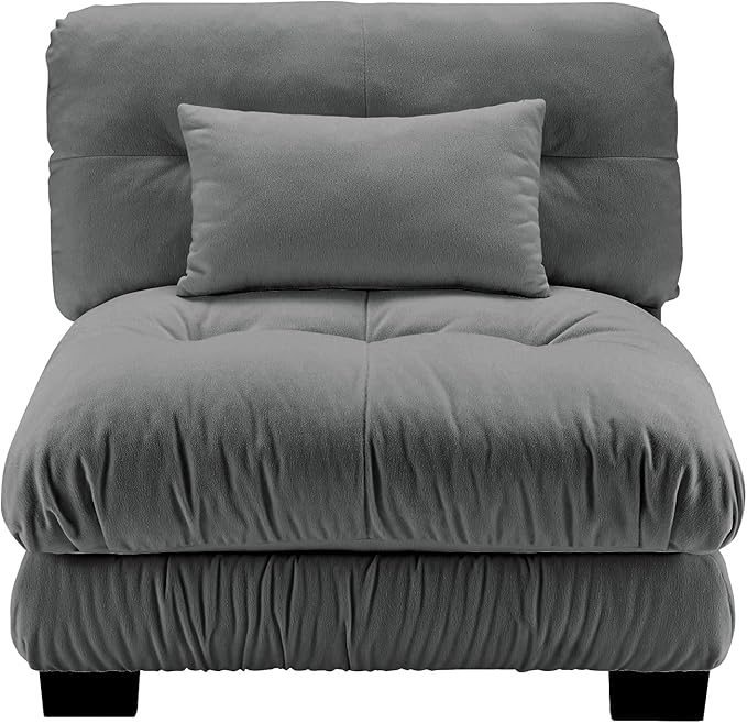 Armless Sofa W/1 Pillow - Gray