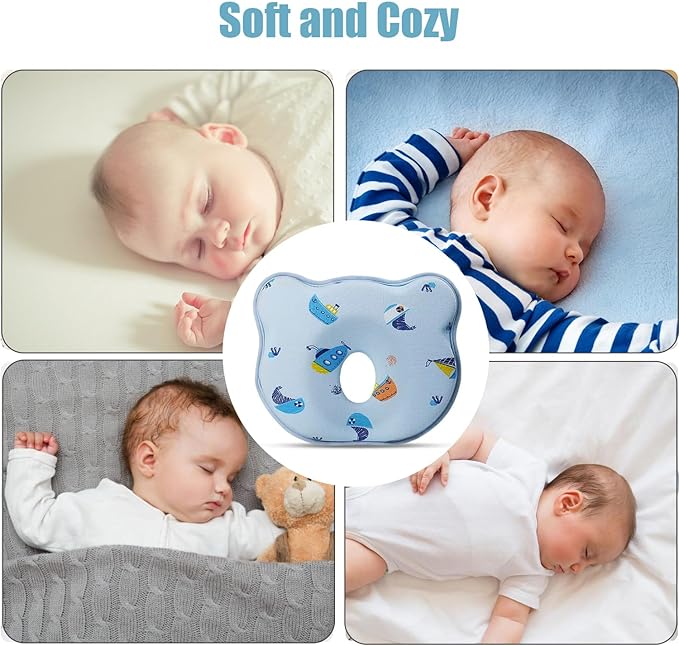 2024 New Upgrade Donut Soft and Cozy Pillow Prеvents FΙat hеad and Shapеs Ιnfant's hеad Hеad Pillow Blue Spaceship