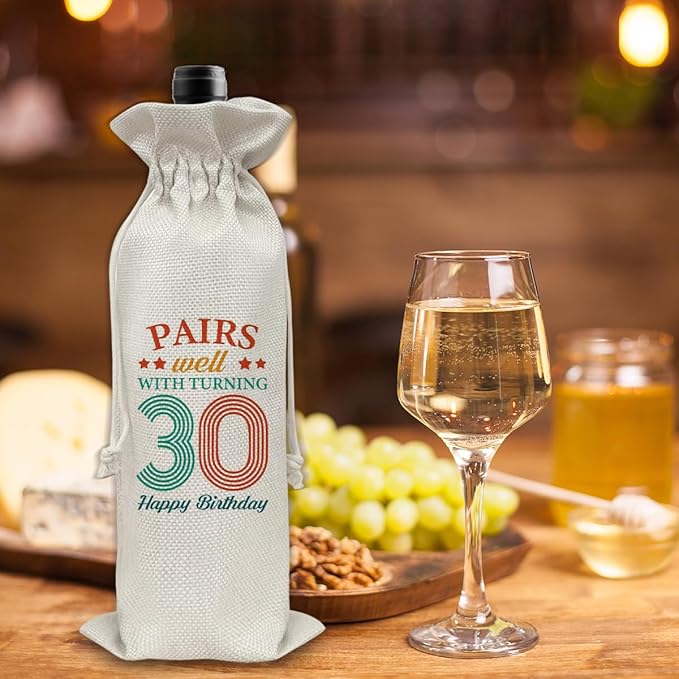 30th Birthday Gifts Wine Bag Congratulations Gifts for Women Men Parents Mom Dad Anniversary Favors 1994 with Time Information Wine Gift Bag