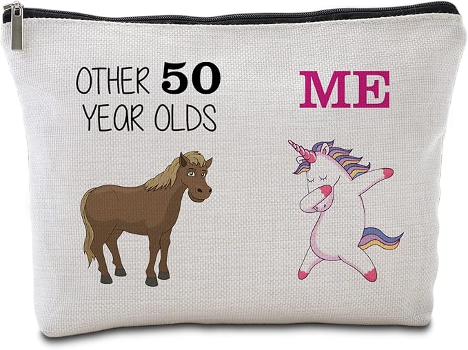 50th Birthday Gifts Women Travel Makeup Bag Funny Unicorn Gift Bag Other 50 Year Old Me Unicorn Best 50 Birthday Decorations for Her 50th Birthday Gift Ideas