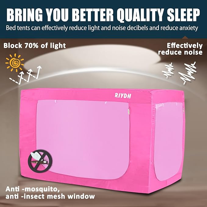 Bed Tent King Bed Canopy Tents - Portable Dream Tent for Kids and Adult Indoor Sleeping Tents 70% Blackout with 3 Doors Breathable Private Space Tents