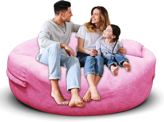 Bean Bag Chair for Adults 5FT,Soft Removable Cover for Teens/Girls Bedroom,Fluffy Giant Round Floor Beanbag Lounger Chairs (No Filler,Pink)