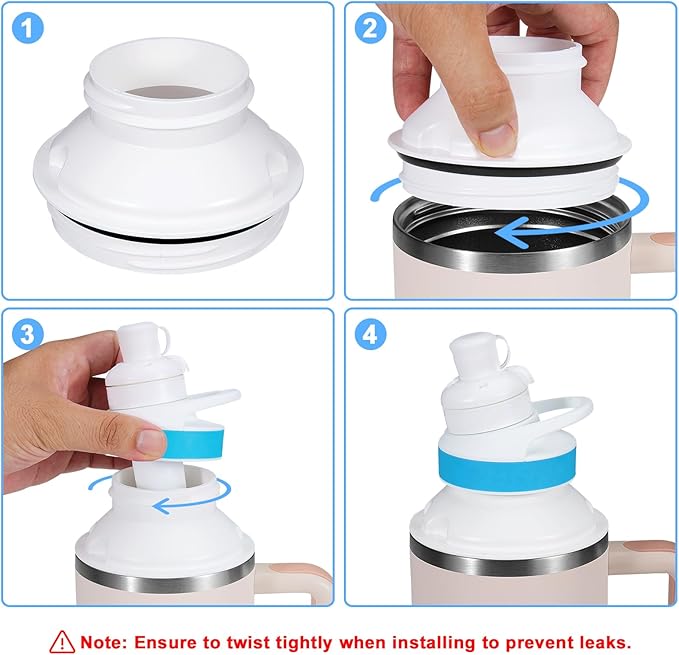 Aobiono Water Bottle Adapter for Stanley 40oz Quencher Tumbler to Cirkul, Lid Cap Converter Accessories, BPA Free Plastic, Food Grade Silicone Gasket Leakproof (White)