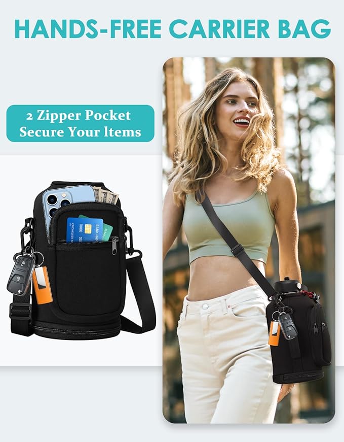 64 oz Water Bottles Insulated - Cold 48H Hot 24H, Half Gallon Water Jug w/Straw & Spout Lid, Handle Strap Carrier Bag, Leak Proof 2Liter Stainless Steel Thermo Flask for Gym Sports Work Coral Orange