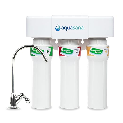 Aquasana Under Sink Water Filter System - Reduces PFAS, Lead, & Chlorine in Drinking Water - Under Counter Claryum Filtration for Kitchen - 3-Stage Max Flow - Chrome Faucet - AQ-5300+.56