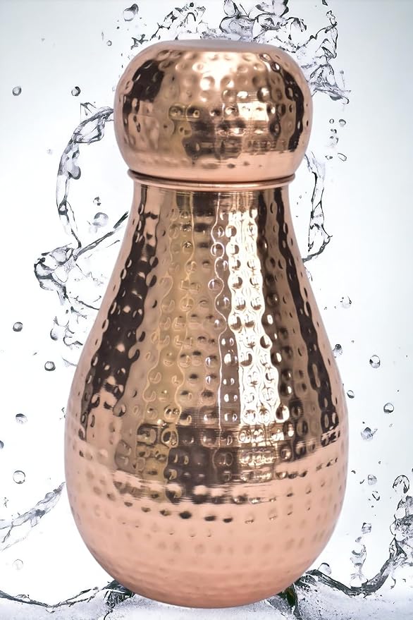 BA Lotus 100% Pure Copper Jar Handcrafted Hydrate Naturally with Ayurveda Intricate Design Healthy Living Positivity Calmness 50 OZ, 1.5L