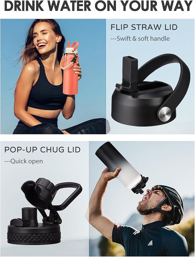 40/64oz Insulated Water Bottles with Straw - Paracord Handle & Strap Carrier, 40 oz Metal Flask Keep Cold 48Hrs, Vacuum Thermal Jug with Sling Bag for Sports Hiking Cycling Running