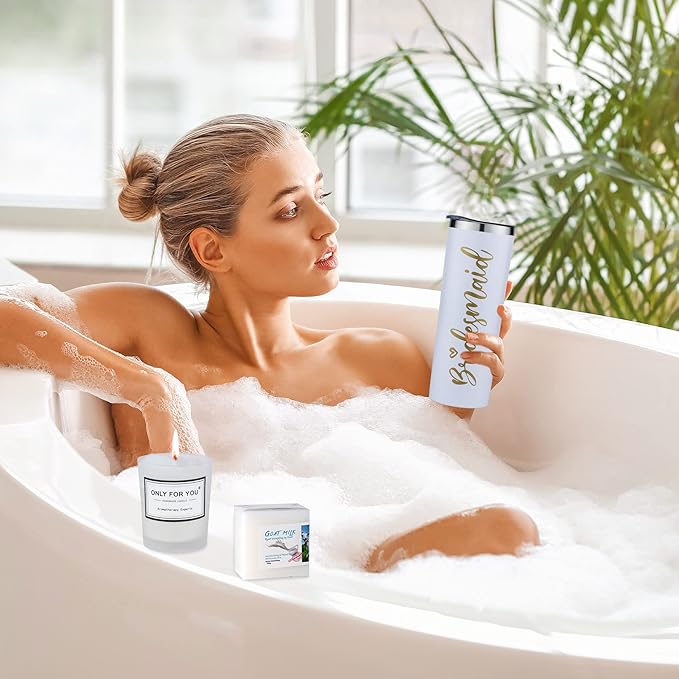 Bridesmaid Proposal Gifts Set-Will You be My Bridesmaid Gift Box, Wedding Engagement Gifts,Bachelorette Party Bridal Showers gifts,Bridesmaids Jewelry sets Bridesmaids Spa Gifts (White)