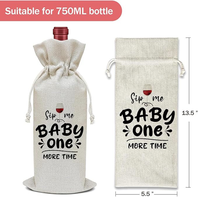 Baby Announcement Wine Bag, Pregnancy Announcement Gifts for Women New Couples Aunt Friends, Party Favor Wine Champagne Gift Bag With Drawstring -07