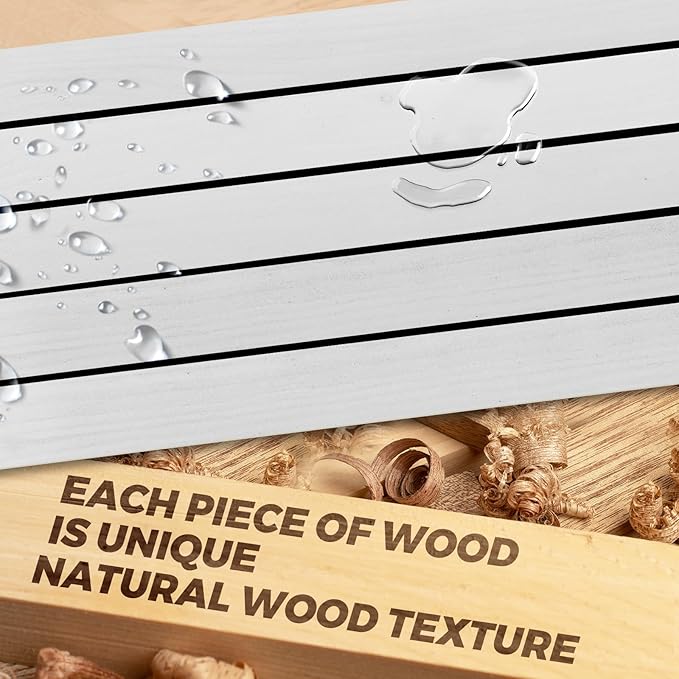 24"x6.8"x1.2" Solid Wood Floating Shelves 2-Pack - Rustic White Finish with Hidden Brackets, Perfect for Storage and Décor in Living Room, Kitchen, Bedroom