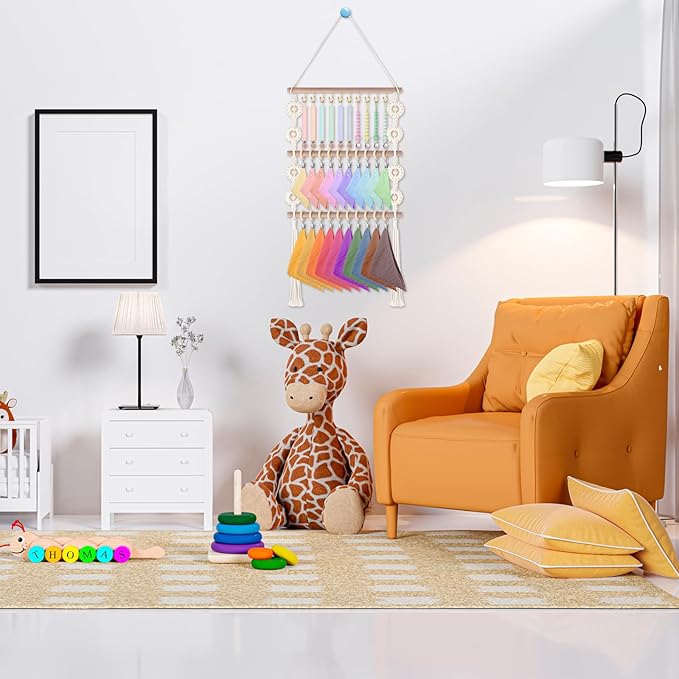 Baby Bibs Organizer Baby Nursery Organization Clothes Organizer Neutral Baby Bibs Holder for Bandana Drool Bibs Burp Cloths Infant Newborn Girl Boy Nursery Room