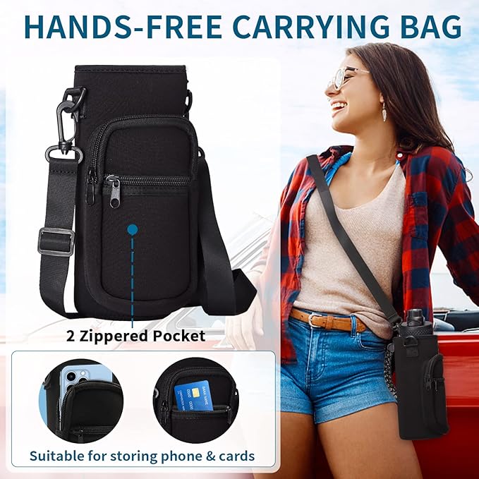 32oz Insulated Water Bottles - with Straw Spout Lid, Bottle Holder Strap Sleeve, Survival Paracord Handle, Protective Cup Mat, Sweat-Proof Water Bottle, Metal Thermo Flask for Sports Workout